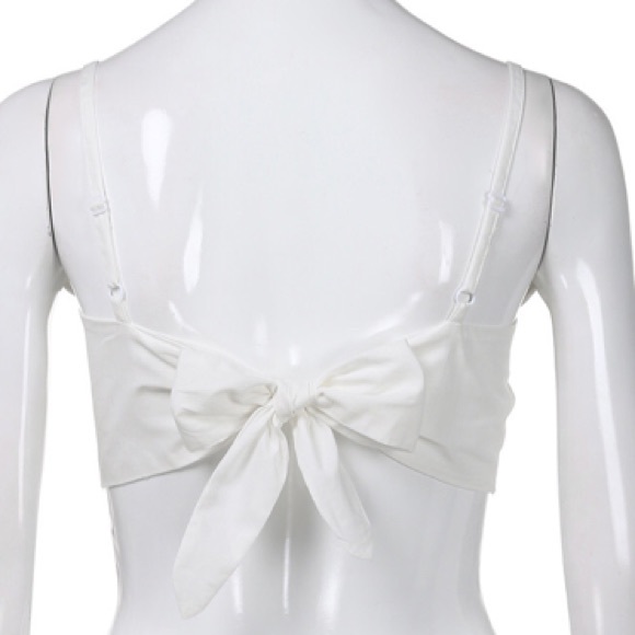 White Crop Top Skirt Set Button Down - Picture 6 of 6